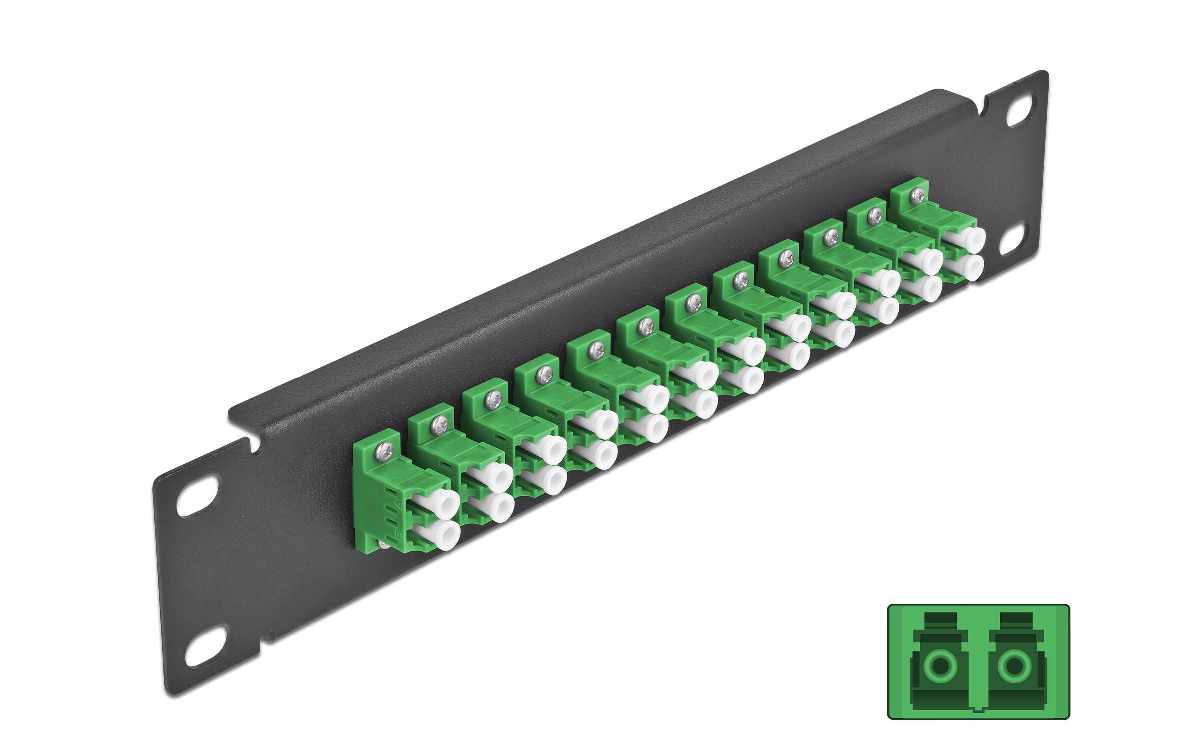Verteilerplatte 10″ LWL Patchpanel 12 Port LC Duplex schwarz10″ LWL Patchpanel 12 Port LC Duplex grün 1 HE schwarz