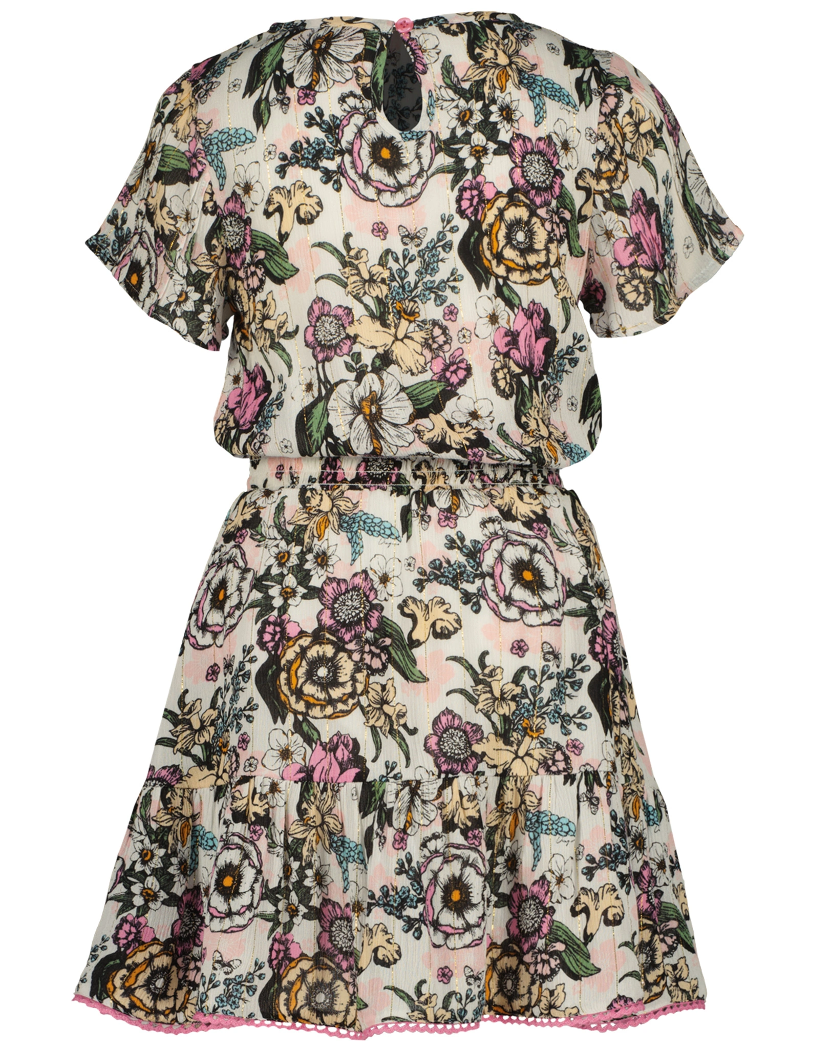 Kurzarm-Kleid PAULA AOP in macroon white