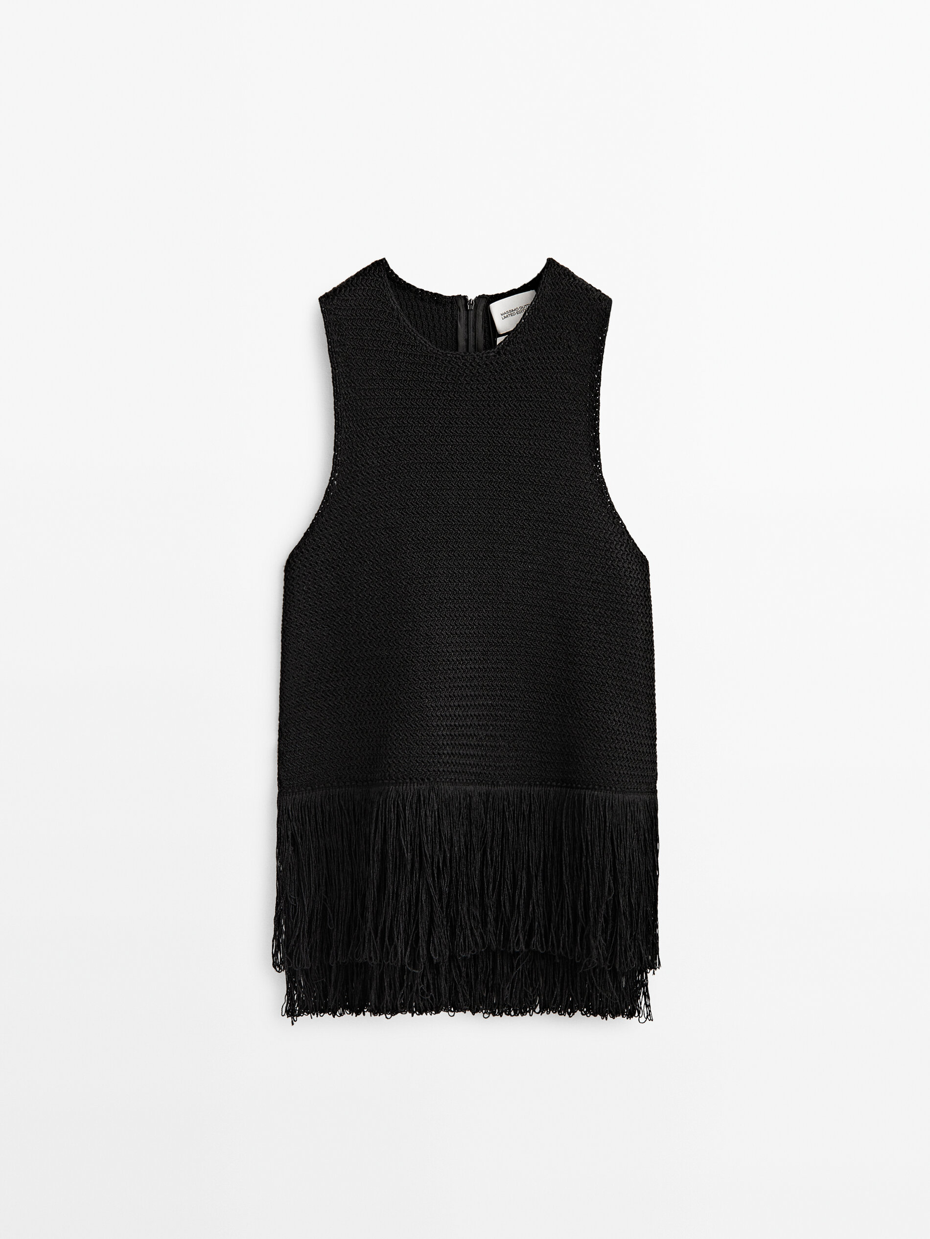 Top punto detalle flecos Edição limitada - NEGRO