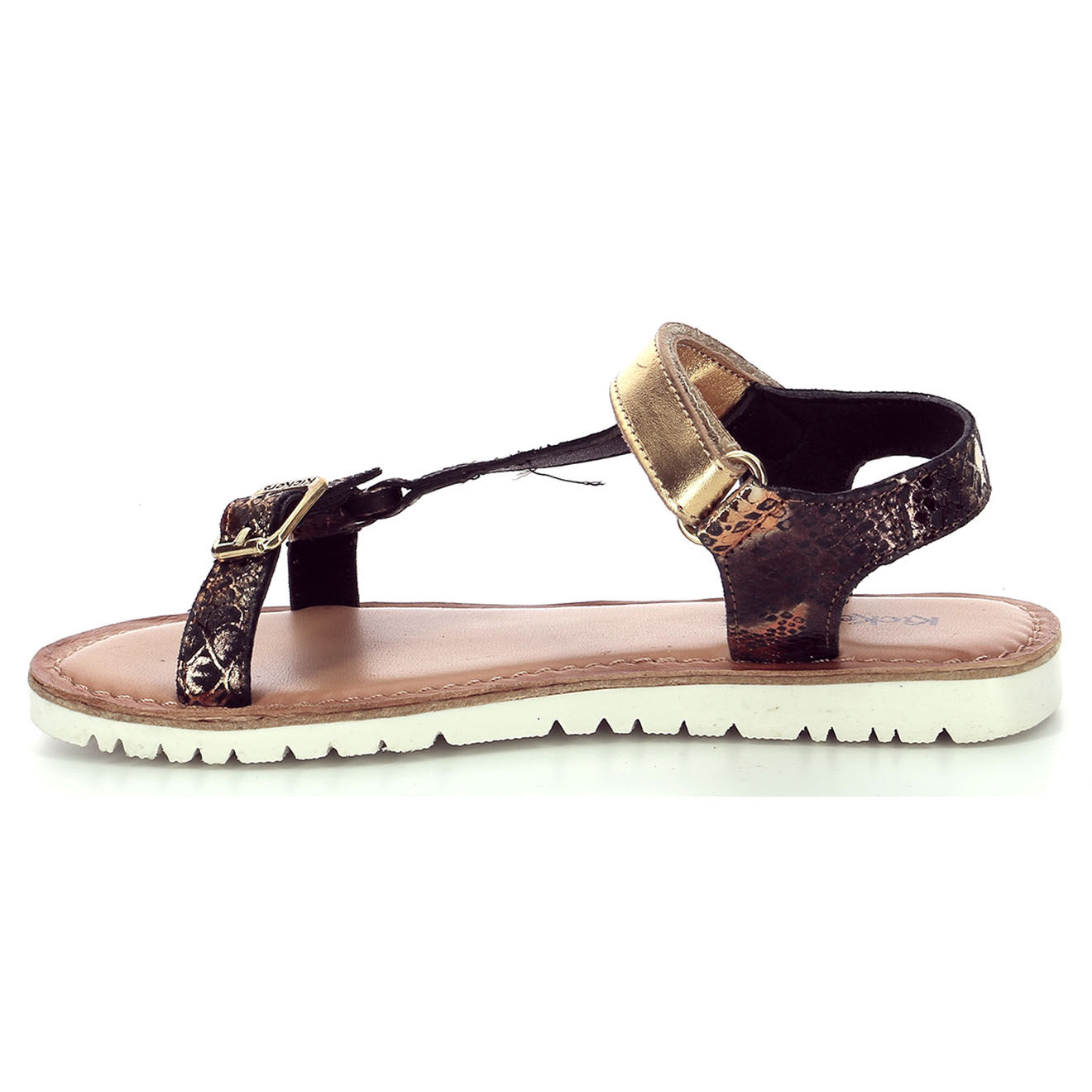 Kickers Sandales en Cuir Braska noir/doré/reptile