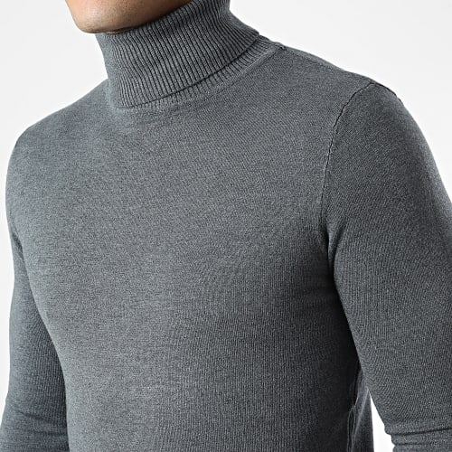Pull Col Roulé J663 Gris Chiné