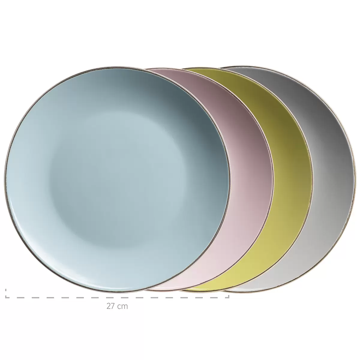 Kombiservice 16-tlg. METALLIC RIM hellblau,grün,rosa,grau