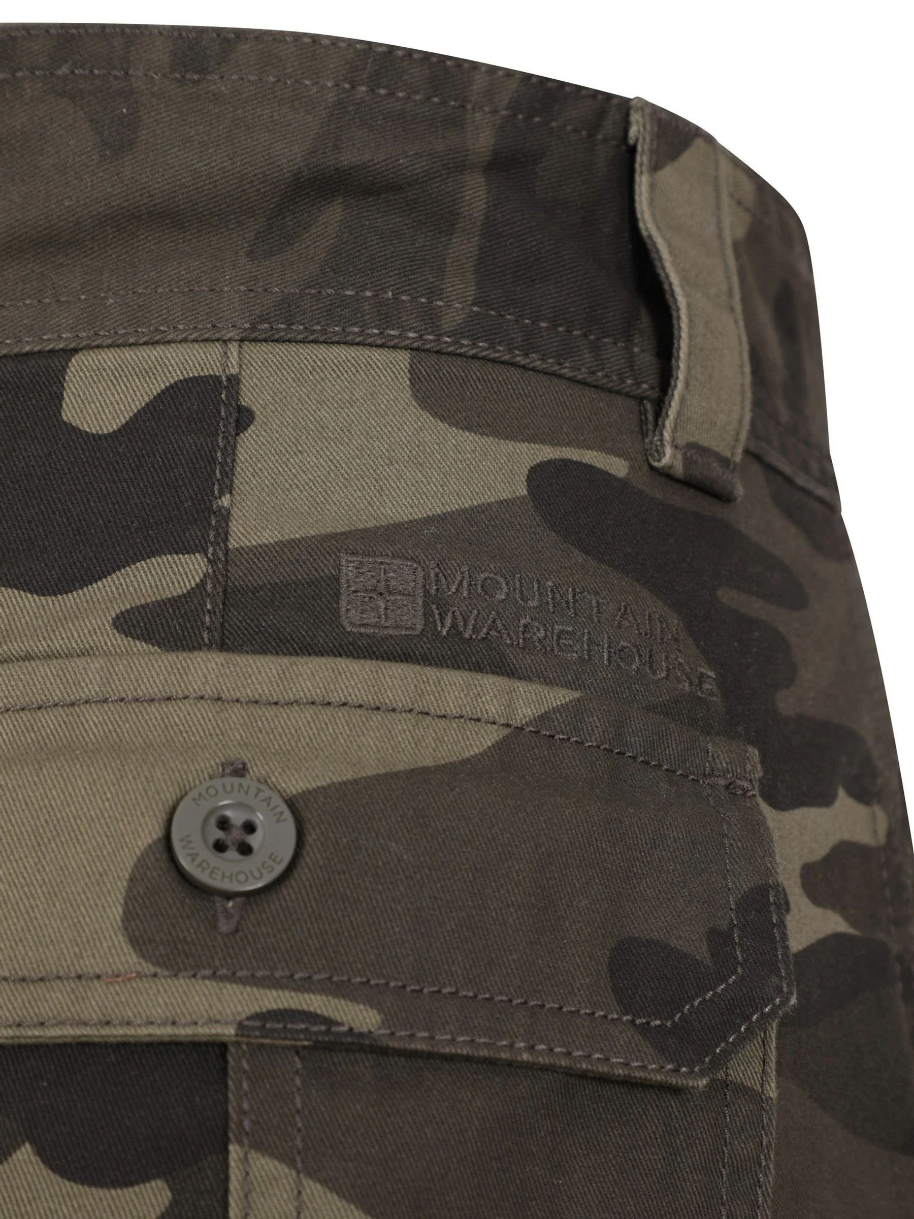 Groen - Mountain Warehouse - 100% katoenen dunne cargoshort met camouflageprint voor heren