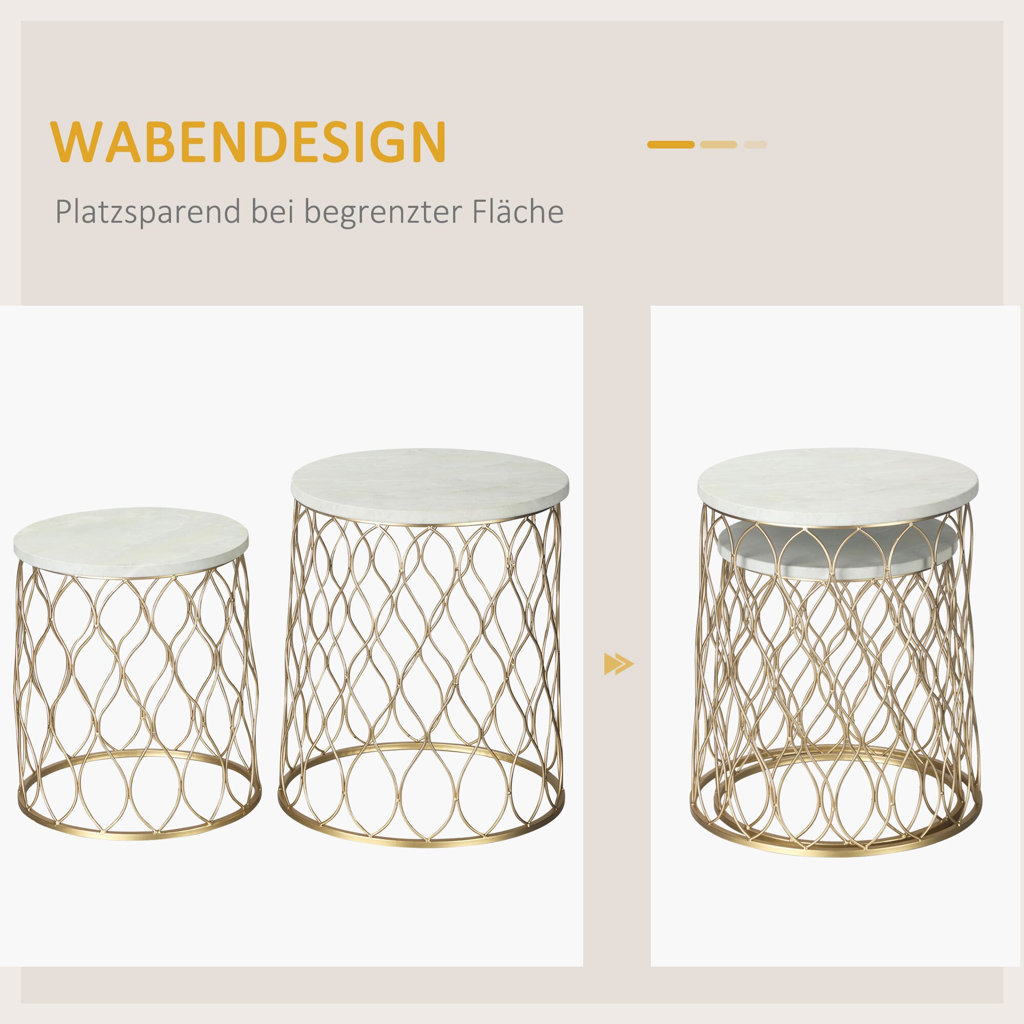 Outsunny Gartentisch mit Stahlrahmen gold 41L x 41B x 46H cm