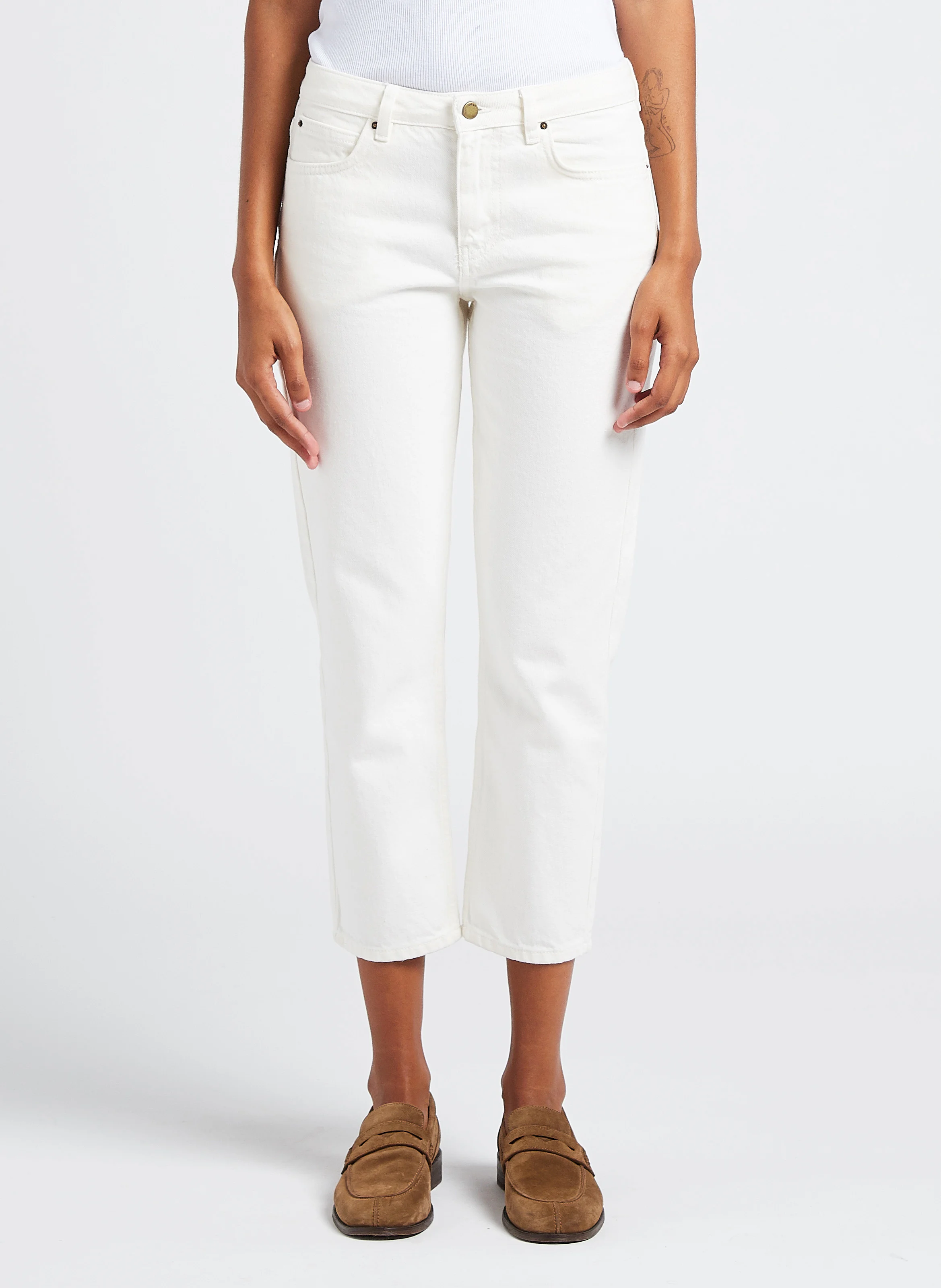 DEVON - Jean droit en coton| Blanc