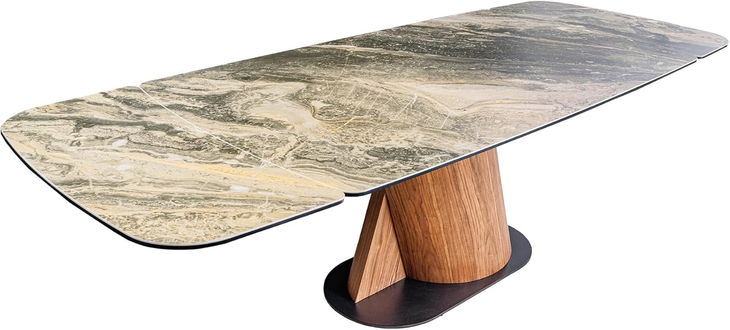Riess Ambiente Ausziehbarer Esstisch Elements - 180-260cm - Taupe beige - spanische Keramik Walnussholz Esszimmertisch Tisch Konferenztisch
