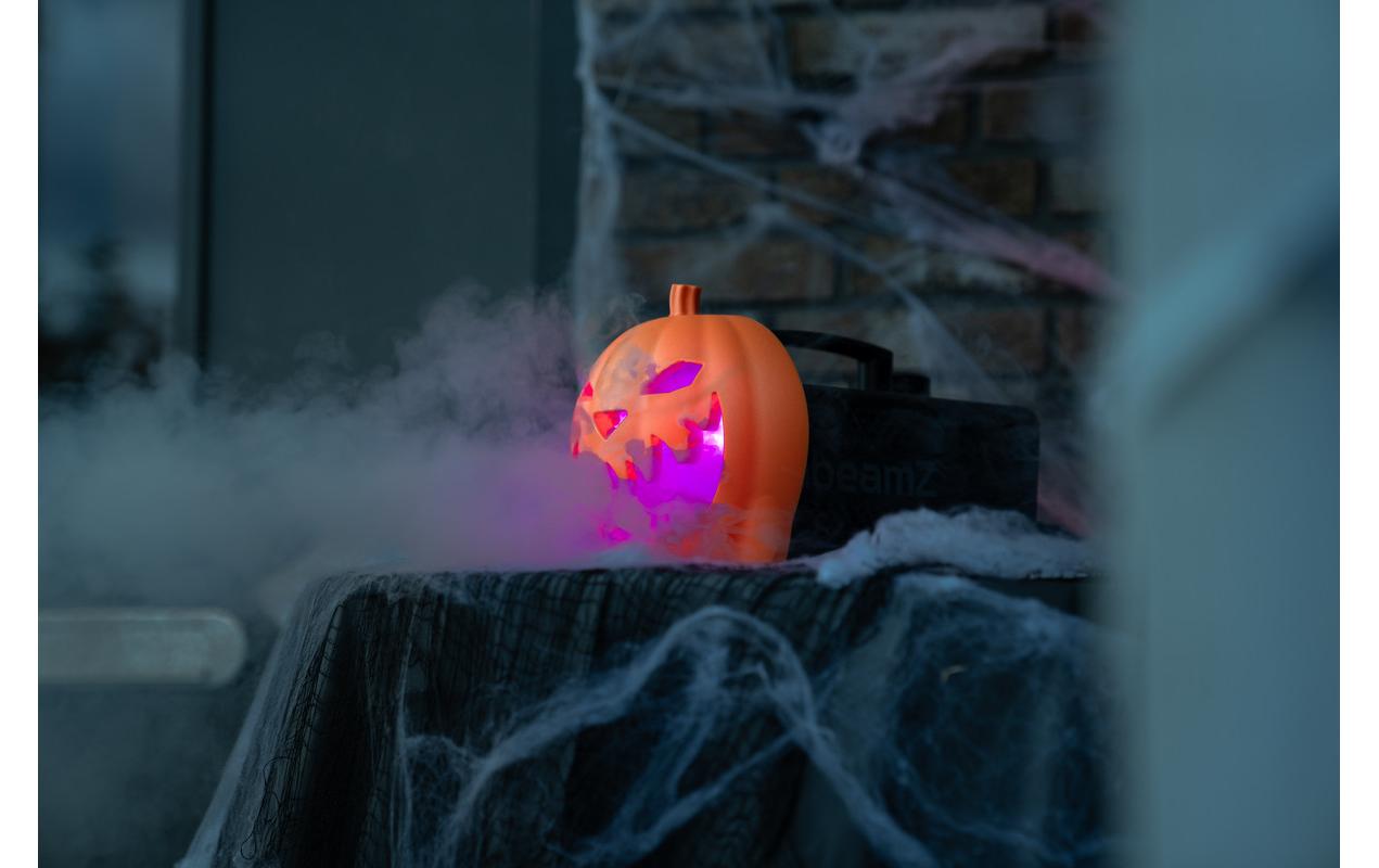 Nebelmaschine S553L Halloween SetNebelmaschine mit RGB LEDs und Halloween Kürbis Aufsatz