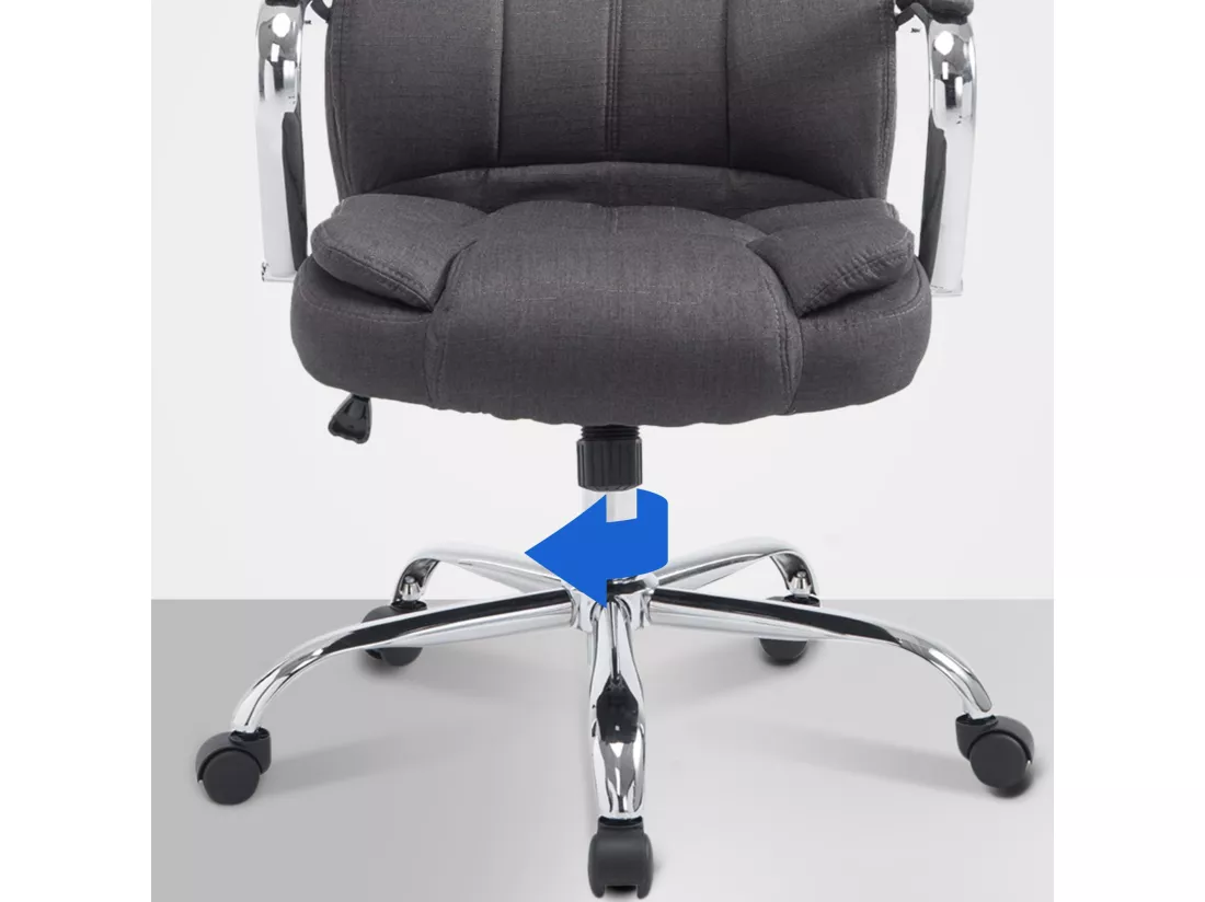 Chaise de bureau - Tissu & Métal chromé - Gris foncé - XXL Xanthos
