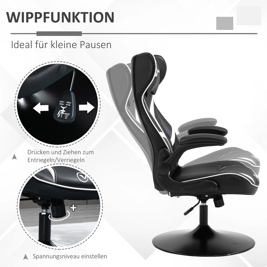 Vinsetto Gaming Stuhl ergonomisch schwarzweiß