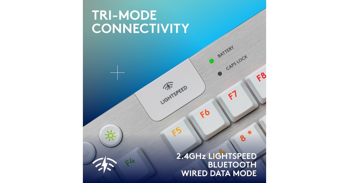 LogitechG915 X LIGHTSPEED TKL Low-Profile Wireless Gaming Keyboard  (Wit, US-International, GL Tactile, Double-Shot PBT, RGB, LIGHTSPEED draadloos / Bluetooth / USB-C)