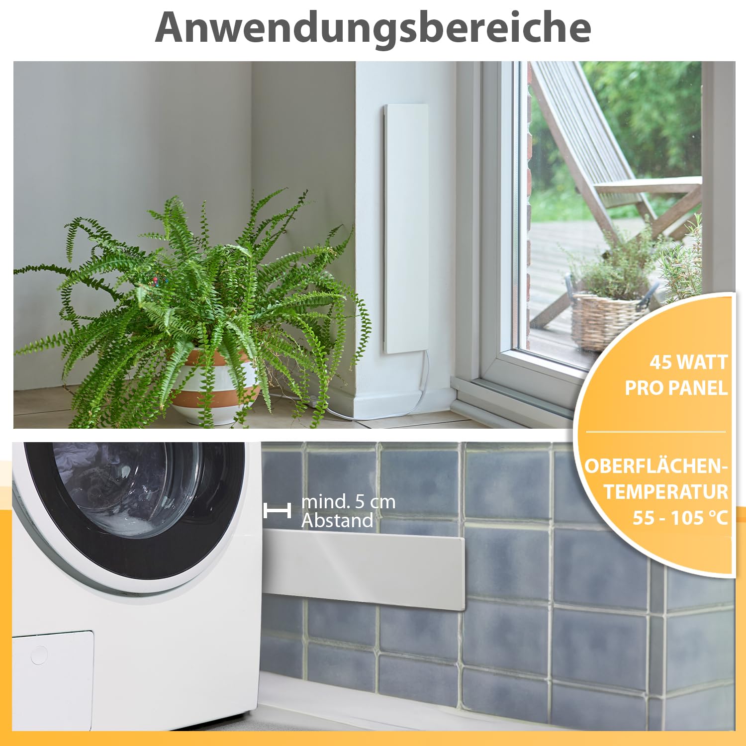 Northpoint Infrarot Anti-Schimmel-Heizung Heizpaneel elektrischer Schimmelentferner 2er-Set nutzbar in der ganzen Wohnung - Beseitigt Schimmel OHNE Chemie - für Wand & Bad