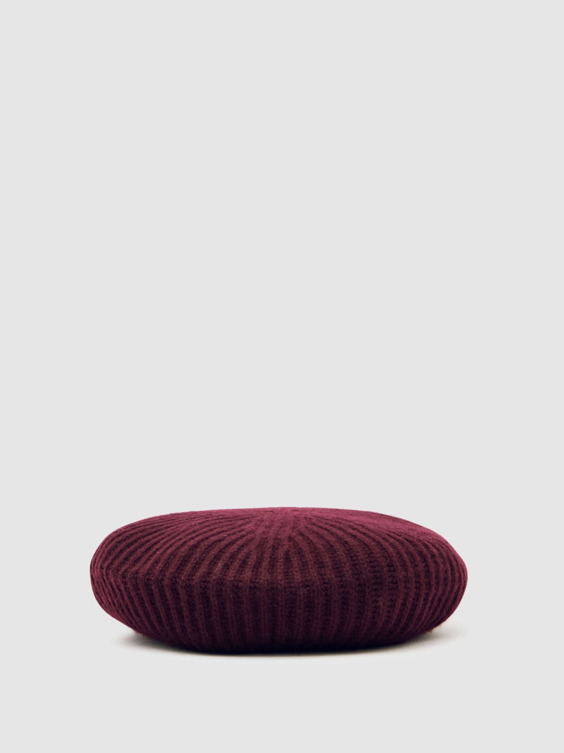 Reiss Beatrice Wool Blend Rib Knit Beret With Cashmere