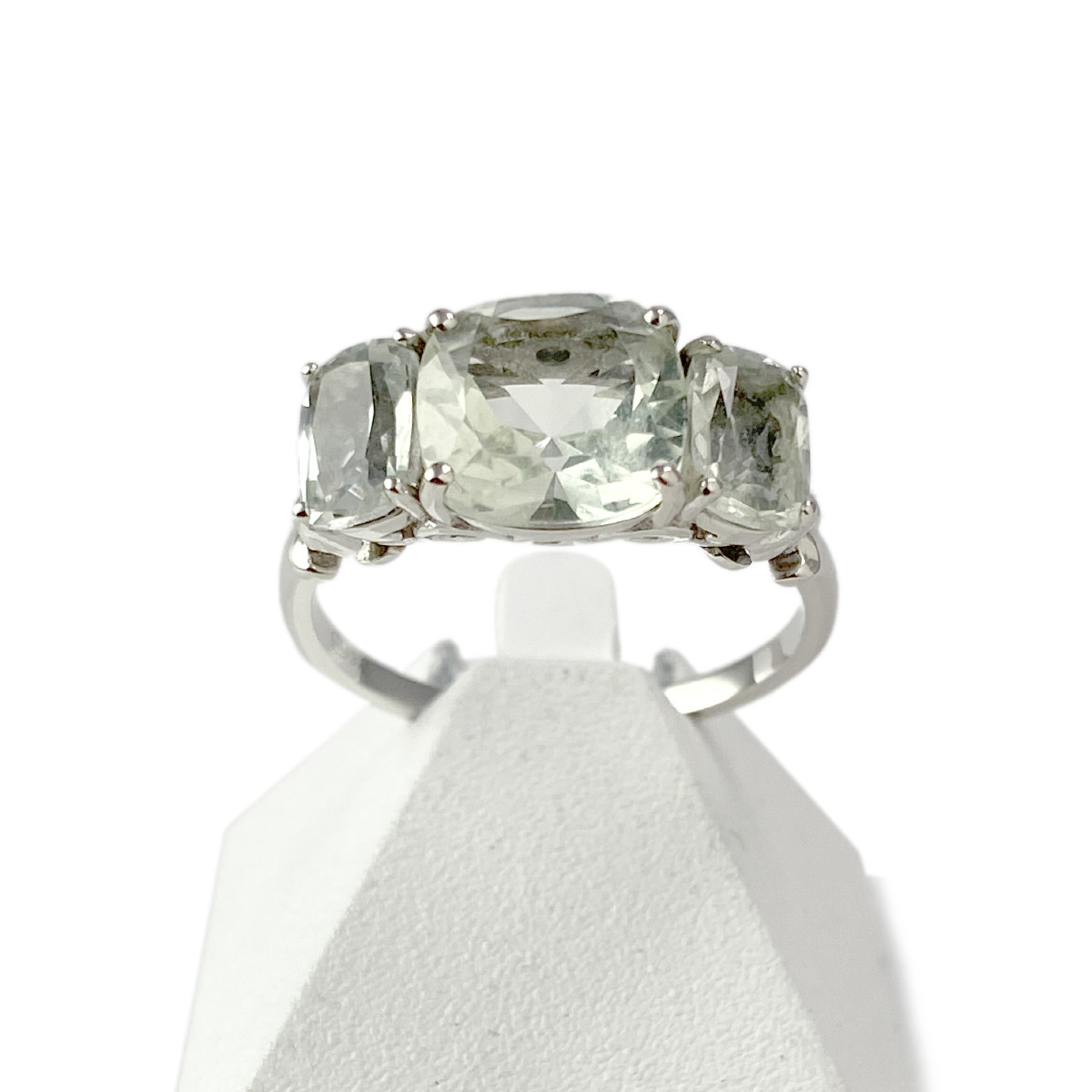 Bague d'occasion or 375 blanc quartz verts