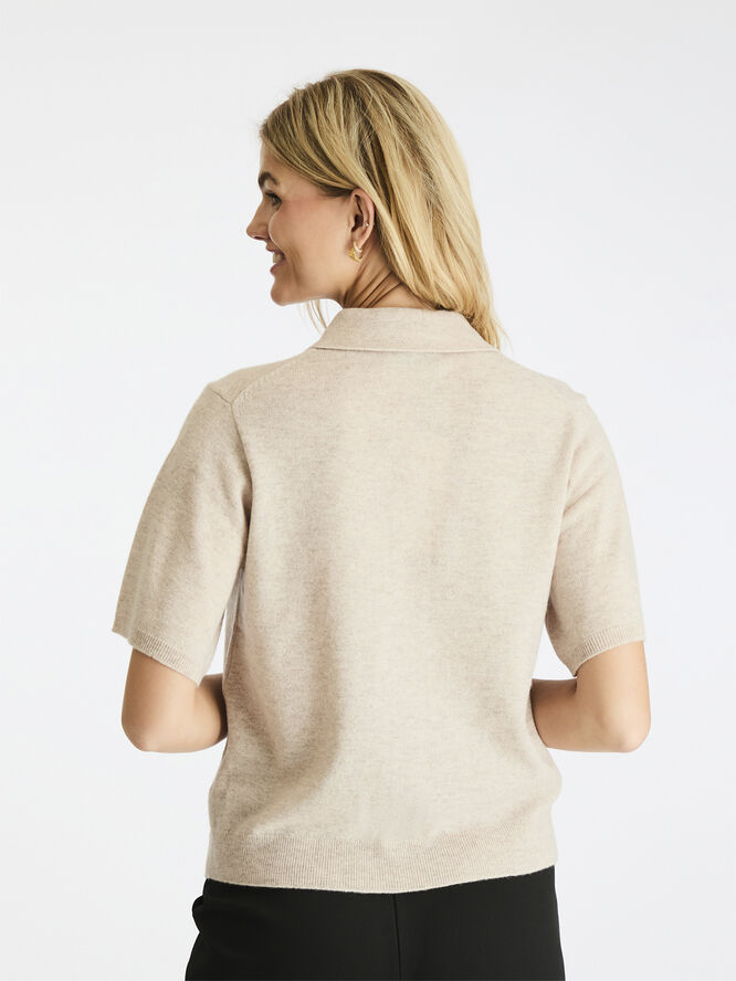 Neo Noir Gracie Knit Polo Tee Sand melange