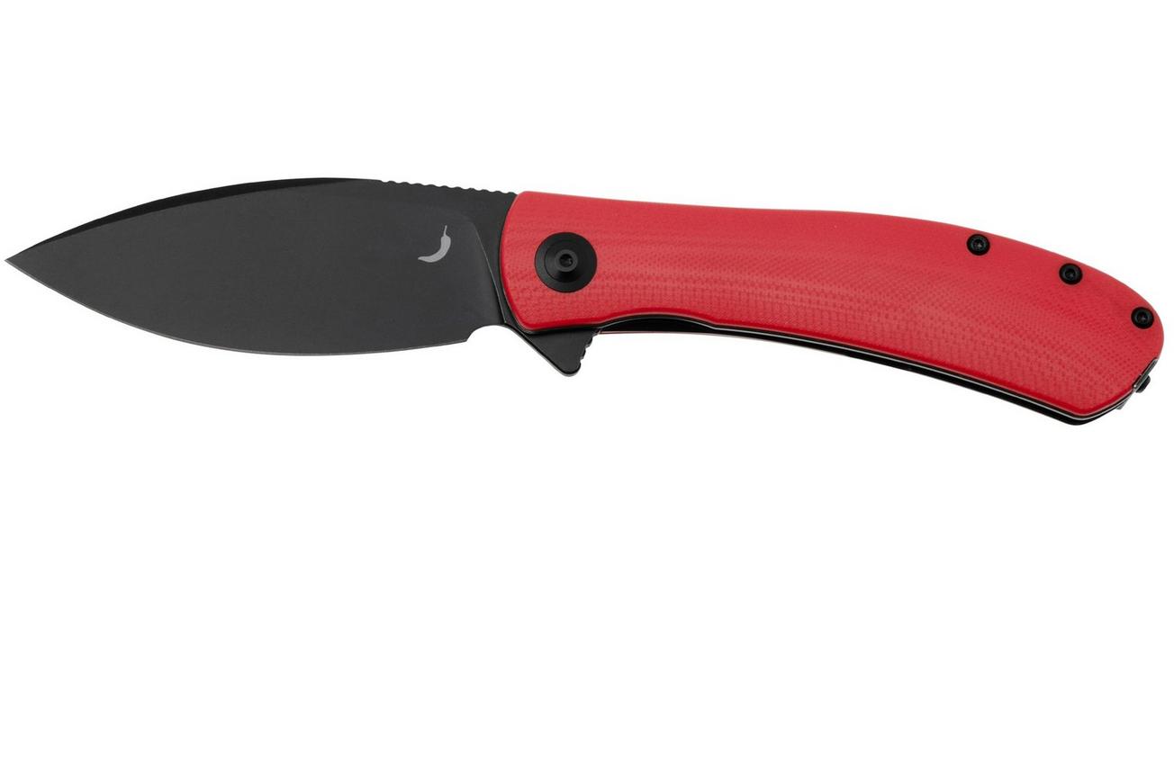 Trollsky Knives Mandu XL MT015-XL Black Stonewashed D2, Red G10 zakmes