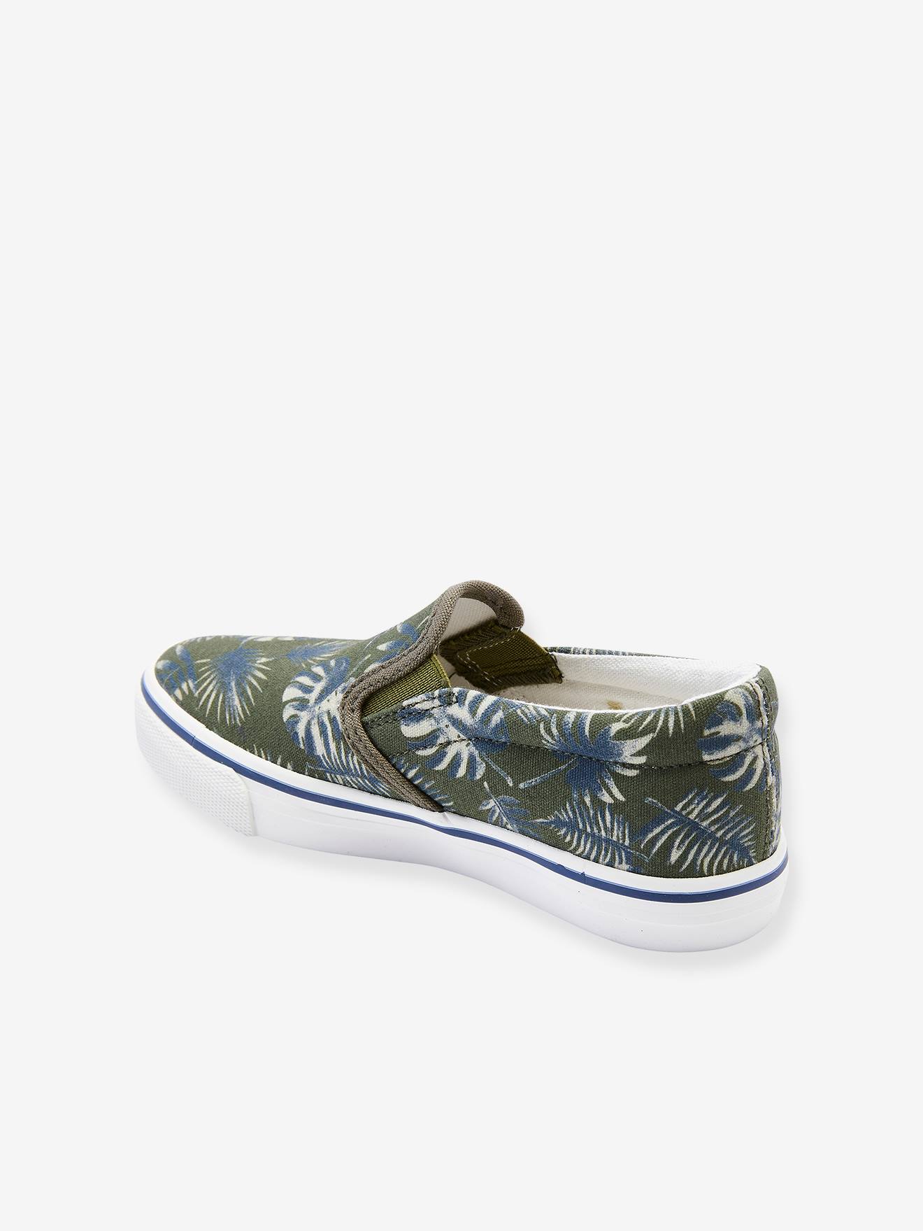 Tênis slip-on verde-escuro estampado para meninos
