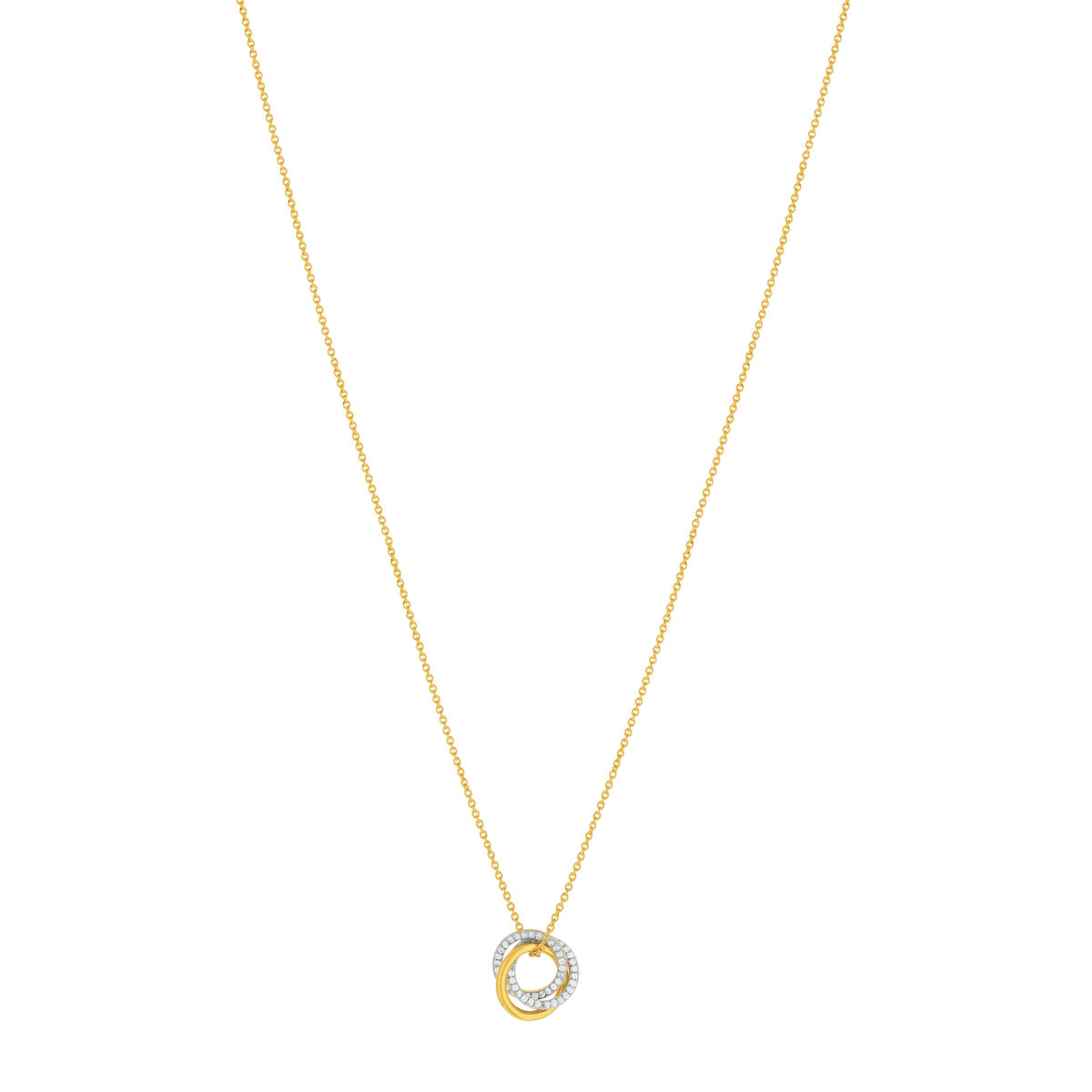 Collier plaqué or cercles entrelacés zirconias 45 cm
