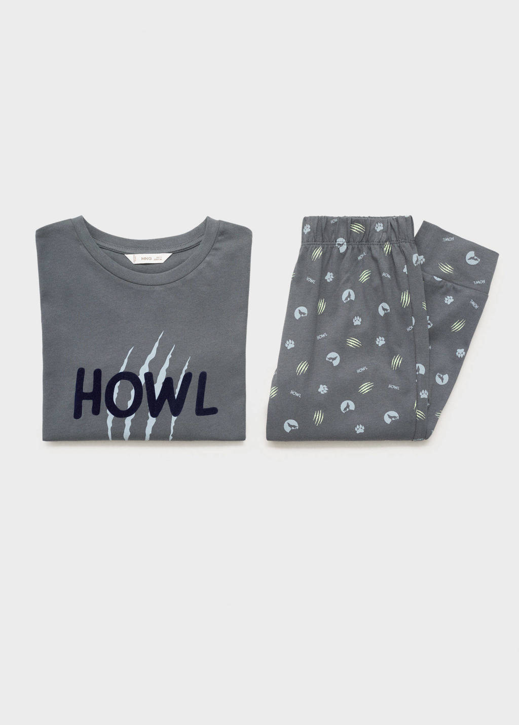 Mango Kids pyjama met printopdruk antraciet