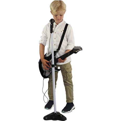 El-Guitar med mikrofon-stativ