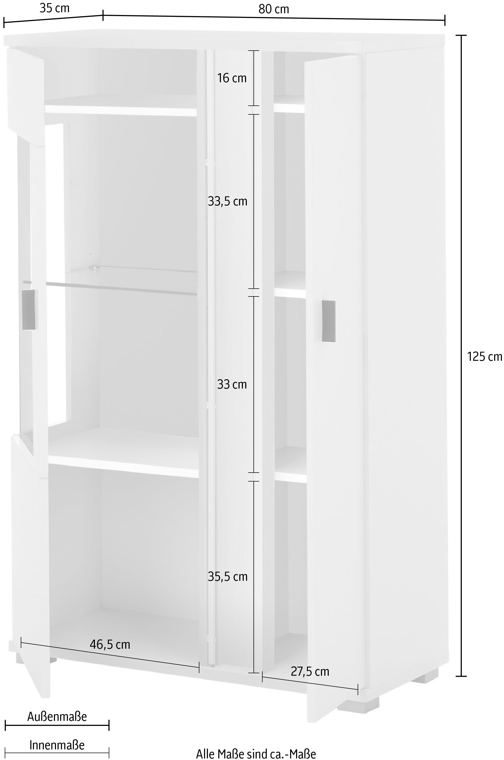 INOSIGN Vitrine »LONG ISLAND, Stauramvitrine« 1 Stk. tlg. in moderner Trendfarbe,inklusive senkrechter Beleuchtung,Breite 80 cm