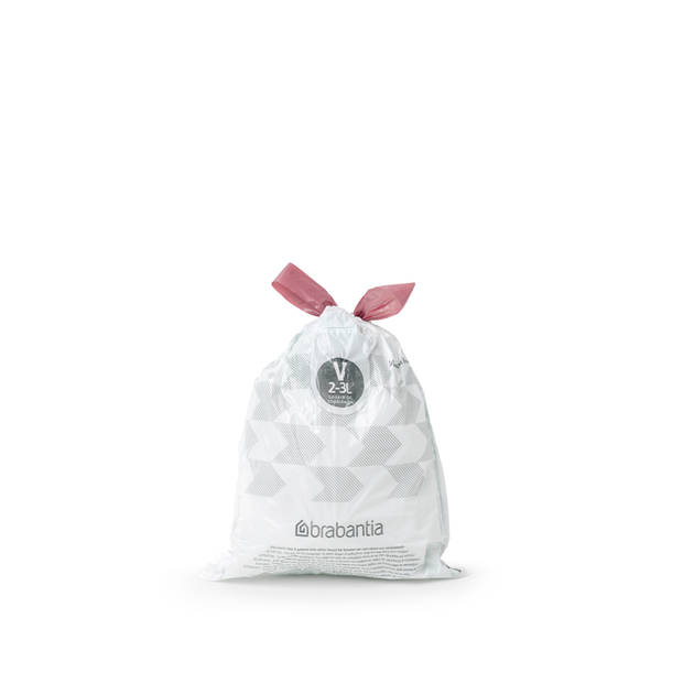 Brabantia PerfectFit afvalzak met trekbandsluiting code V, 3 liter, 20 stuks/rol - White