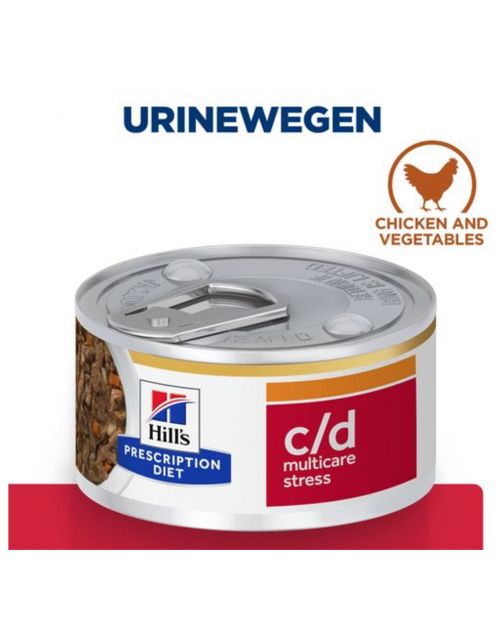 Hill's Prescription Diet C\/D Urinary Stress Urinary Care Stoofpotje Blik - Kattenvoer - Kip Groente 82 g