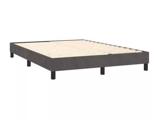 Sommier tapissier matelas et LED Gris foncé 140x190 cm Velours