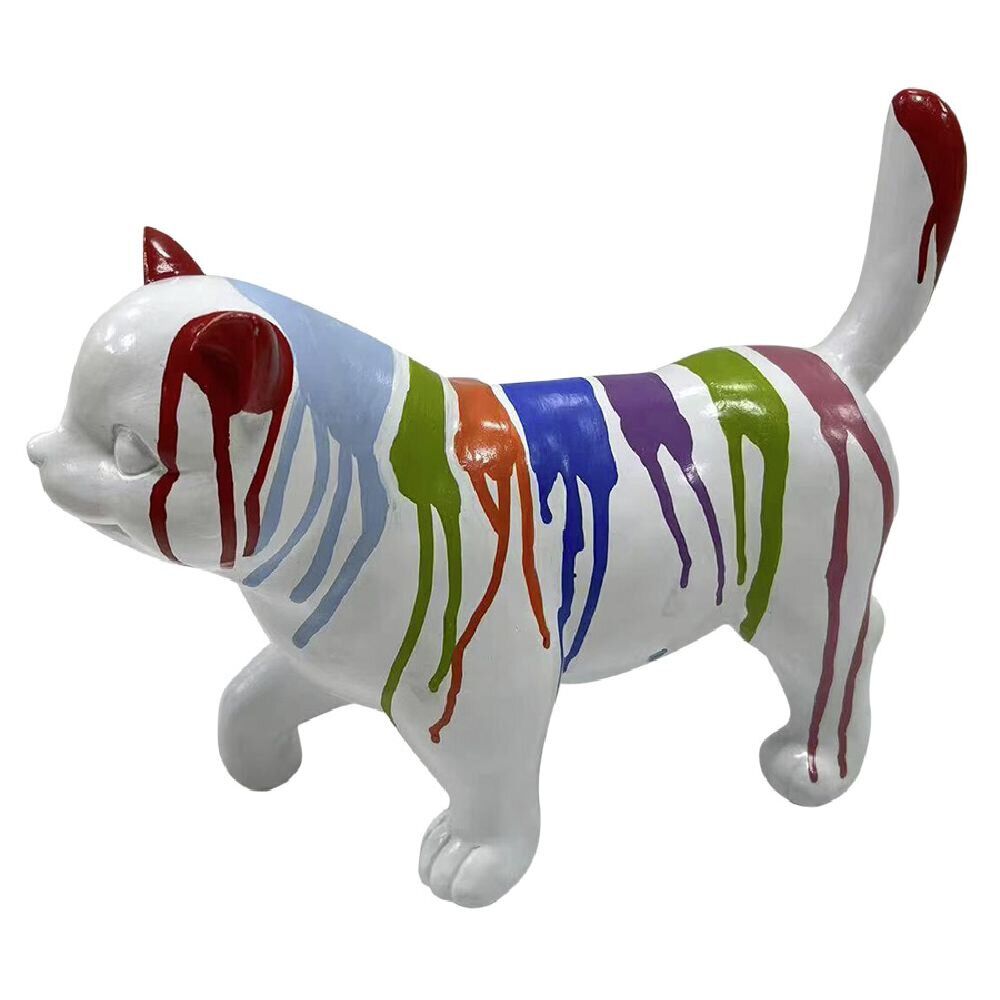 Chat décoratif H30cm plastique blanc