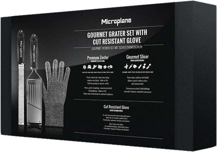 Microplane Gavesæt Microplane - Premium Zester   Gourmet Slicer   Skæreresistent Sort
