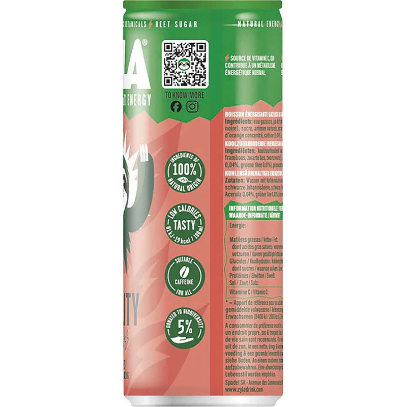 Zyla Vitality Red fruits, Green tea & Ginseng 25 cl - 24 canettes