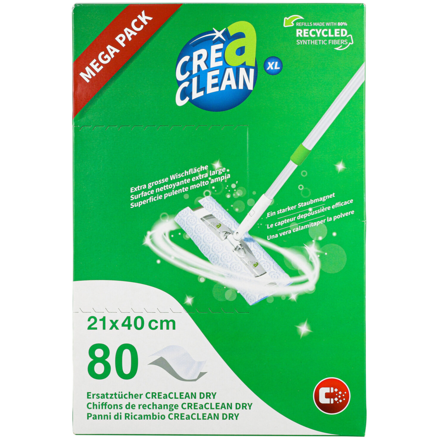 CREaCLEAN Trockene Ersatztücher XL 80 Stück