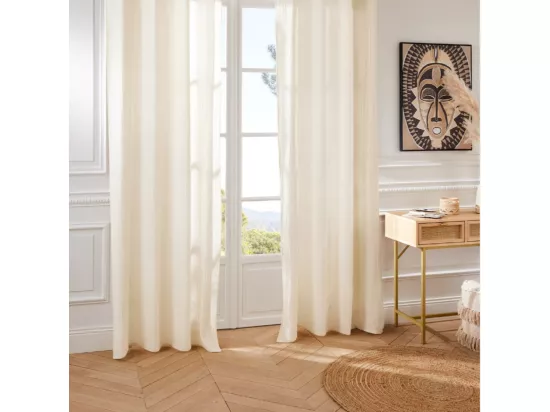 Rideau à œillets en coton Ivoire 130 x 260 cm