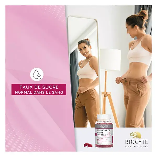 Biocyte Gummies Vinaigre de Cidre de Pomme Digestion, Taux de Sucre 60 gummies