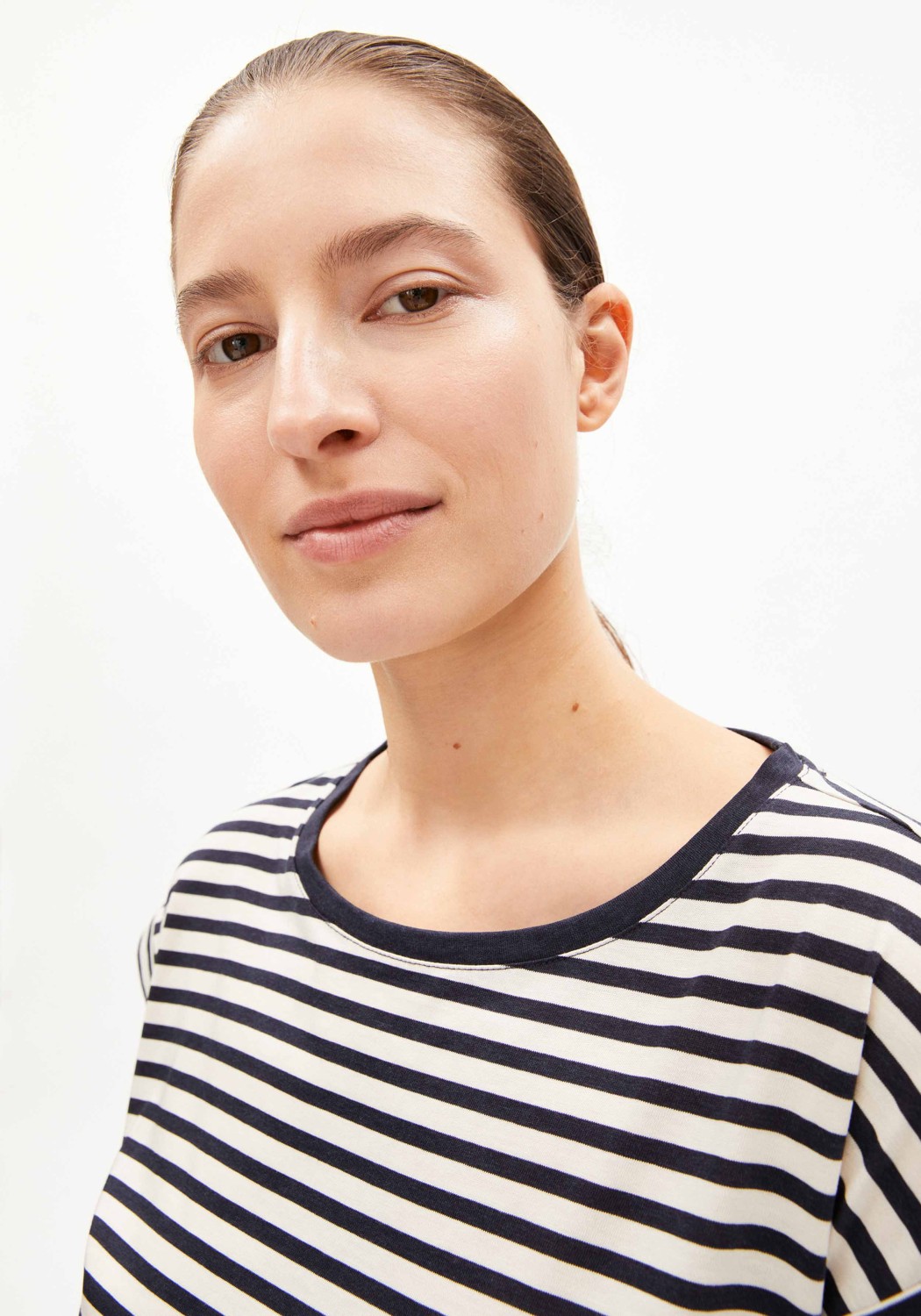 Armedangels T-Shirt Jilaana Stripes Night Sky-Oatmilk