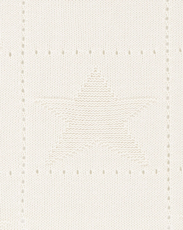 Strickdecke STERNE (100x75) aus Baumwolle in creme