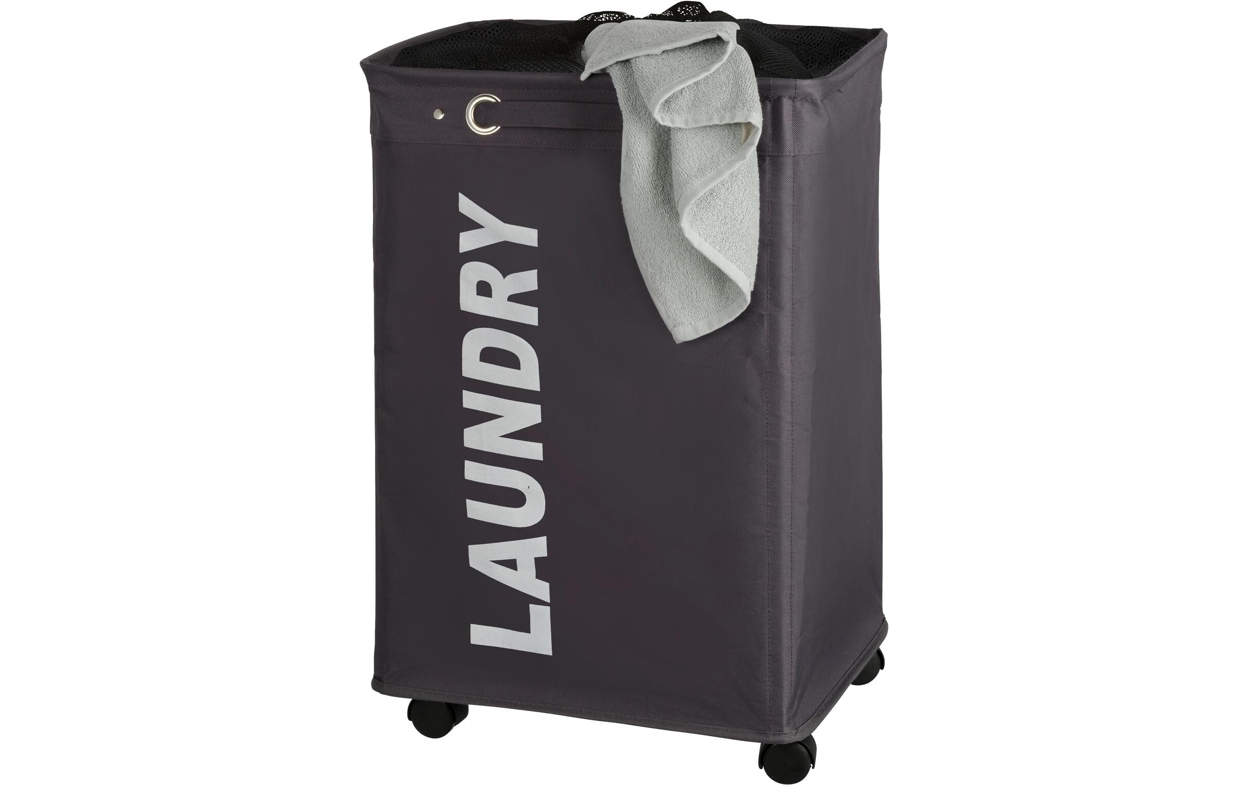 Wäschesammler Quadro 79 l, SchwarzWäschekorb mit Rollen