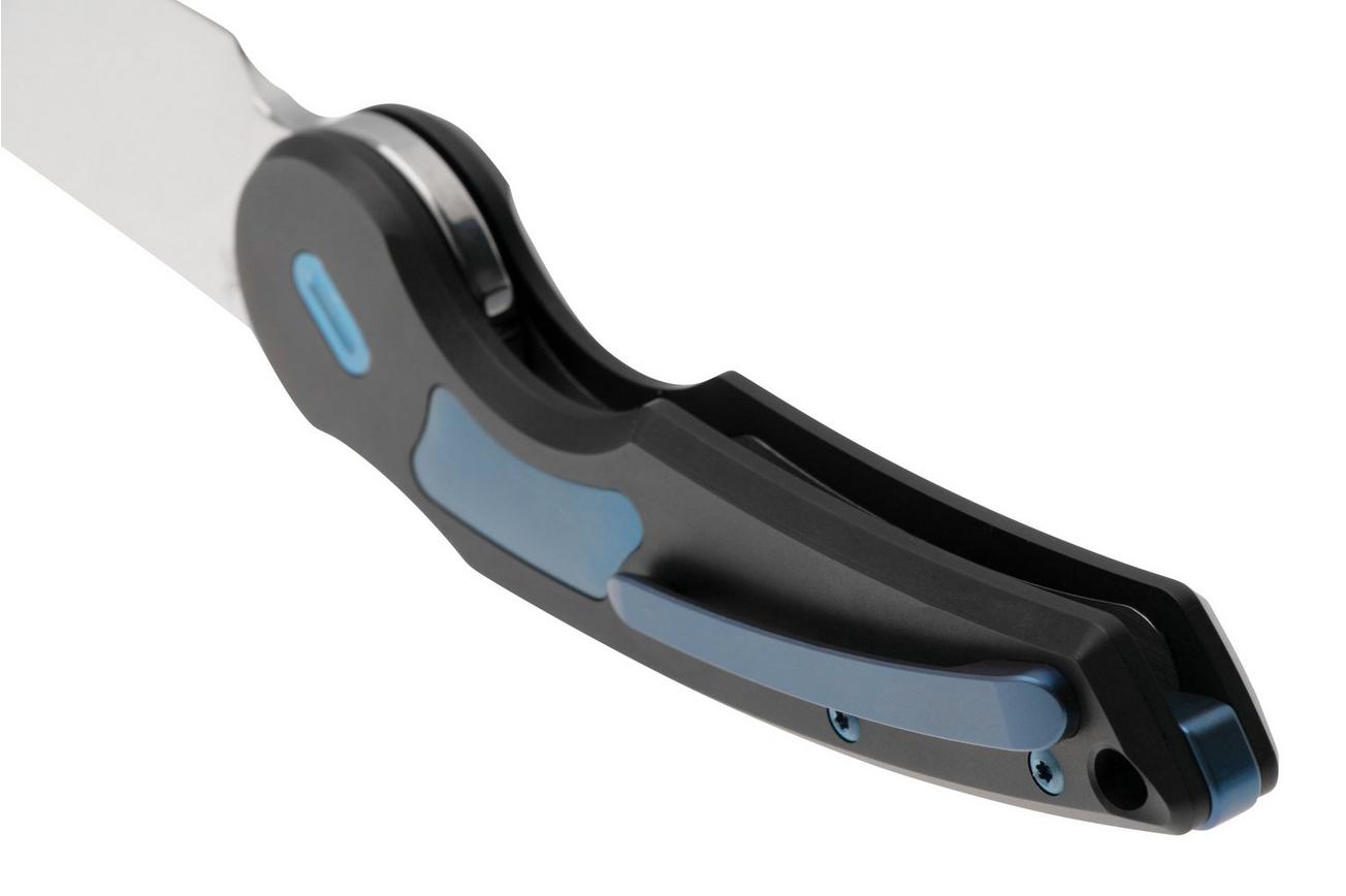 FOX Knives Jupiter FX-555-TIBL, M390 Satin, Black PVD Titanium, Blue Oxidized Titanium Insert, zakmes