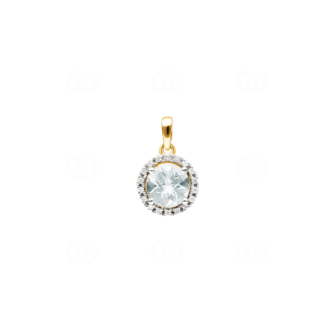 Anhänger 750/18 K Gelbgold mit grünem Amethyst und Diamanten 0.05 ct H/si