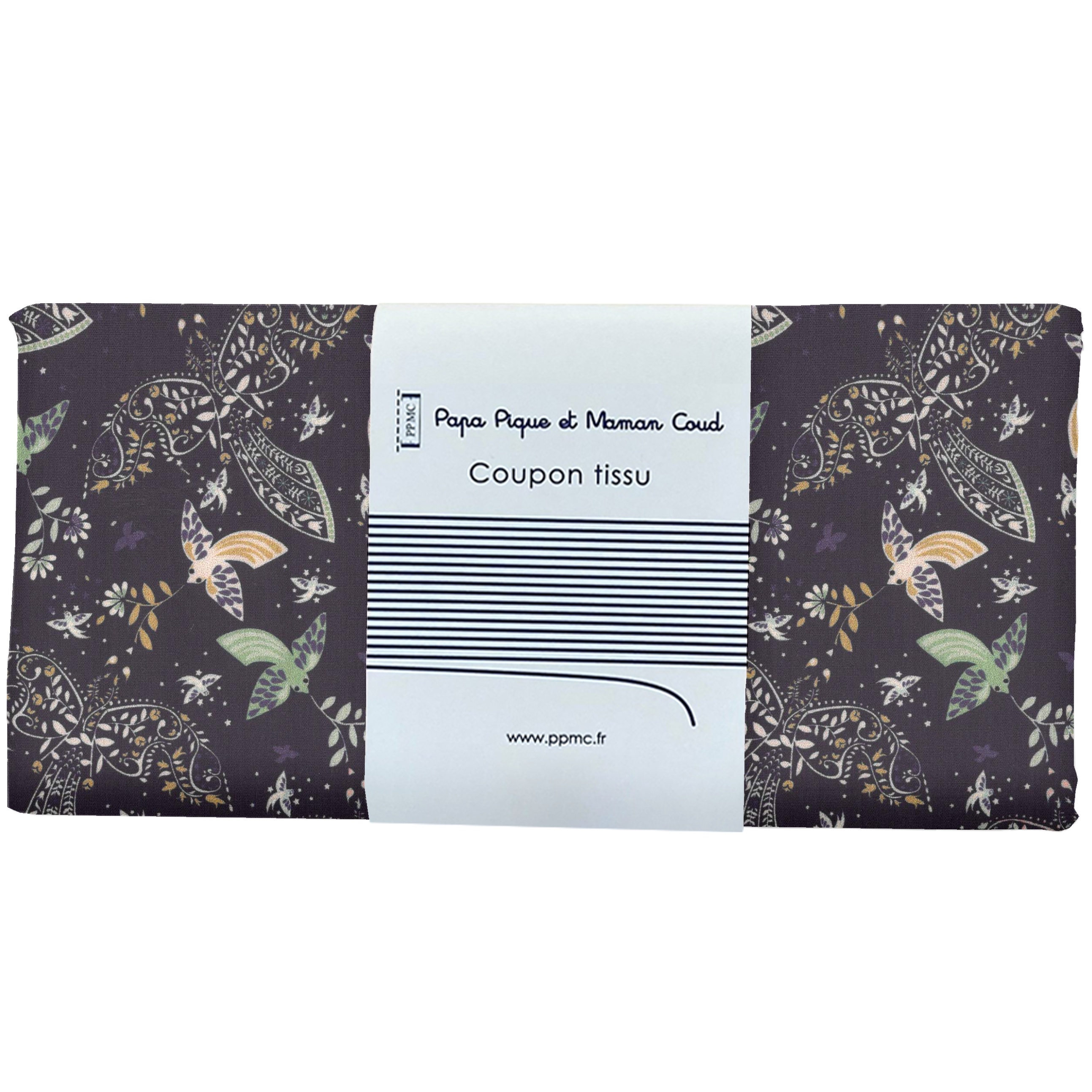 Coupon Tissu 50 Cm Ex2480 Oiseau Bandana Marine
