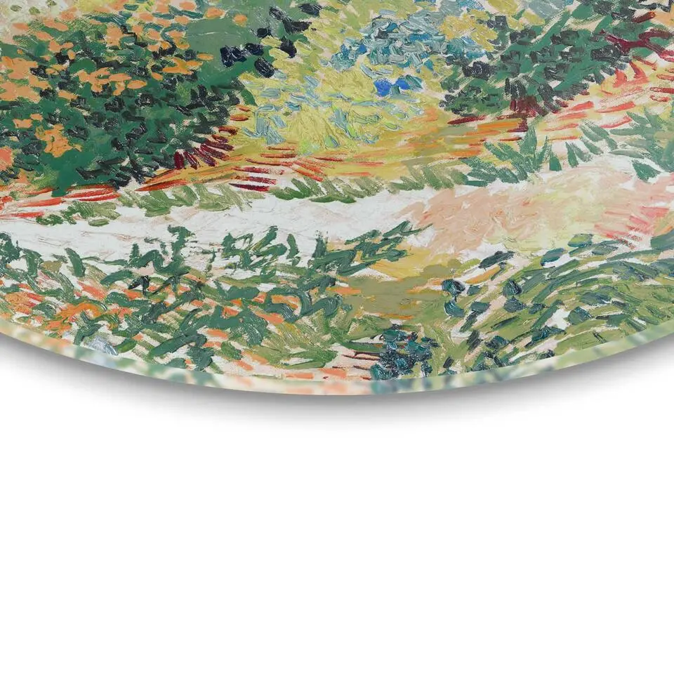 Glasschilderij Van Gogh - Tuin in Arles - Ø 70cm - Groen