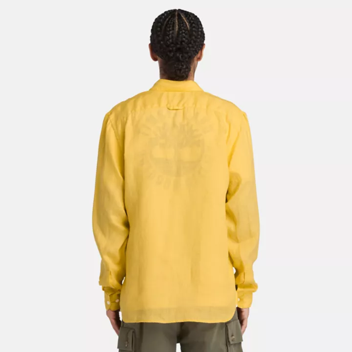 Chemise en lin Mill Brook pour homme en jaune