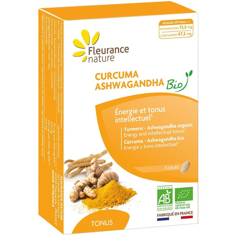 Curcuma ashwagandha bio - Energie & tonus intellectuel - 30 jours