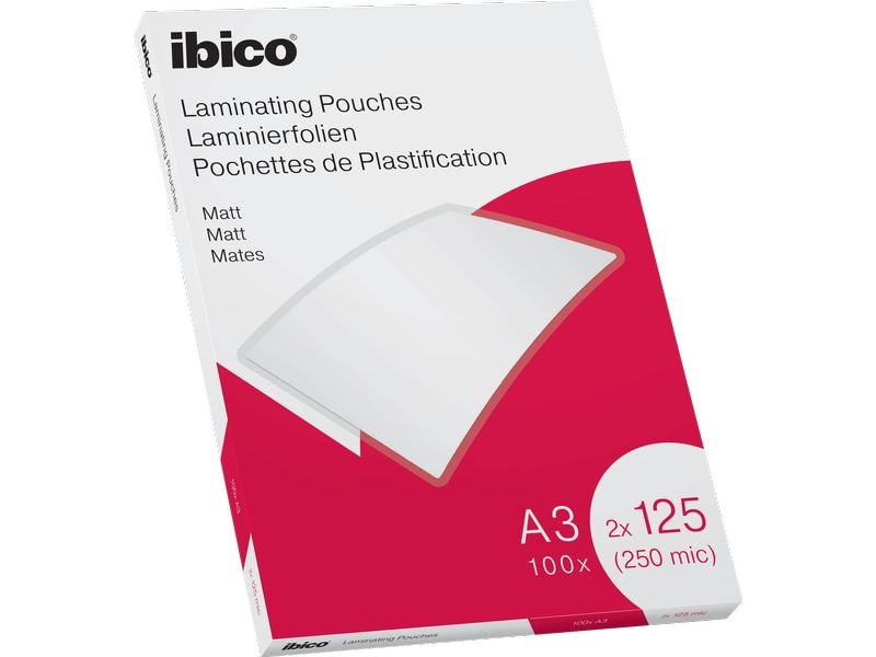 Ibico Laminierfolie Premium A3 125 µm, matt, 100 Stück Matte Premium Heisslaminierfolien, entspiegelt