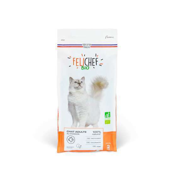 Croquettes au poisson Bio pour chat adulte - Sac de 2kg