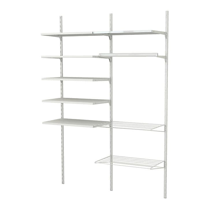 Rangement buanderie 2 colonnes avec penderie et 2 étendoirs H. 200 x L. 132 x P. 40 cm
