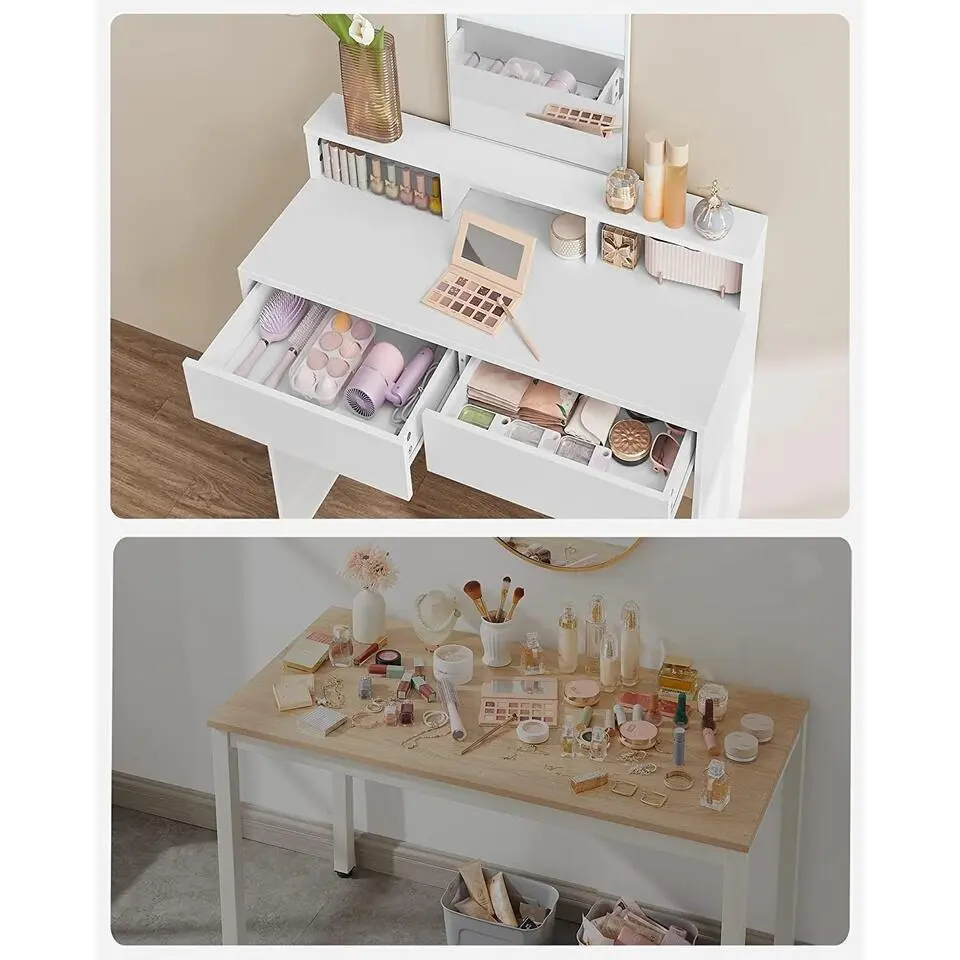 Bobbel Home - Kaptafel met rechthoekige spiegel - Wit