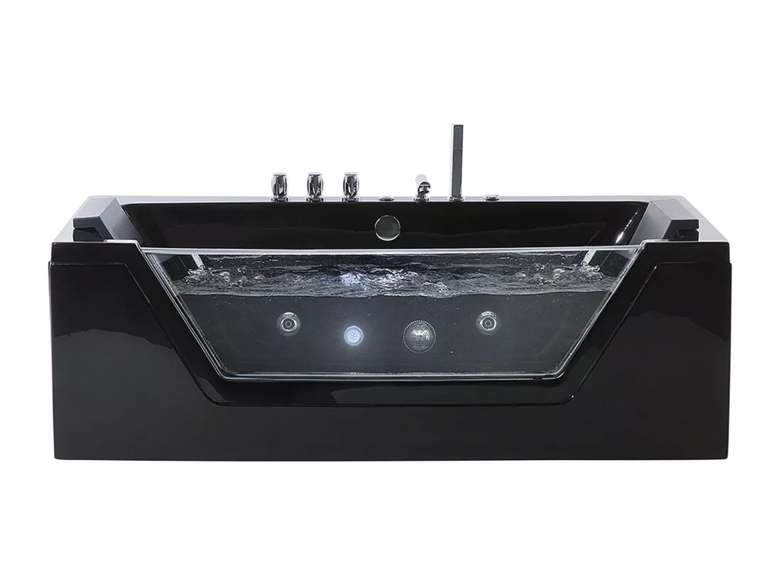 Baignoire balnéo noire 153 x 71 cm avec LED SAMANA