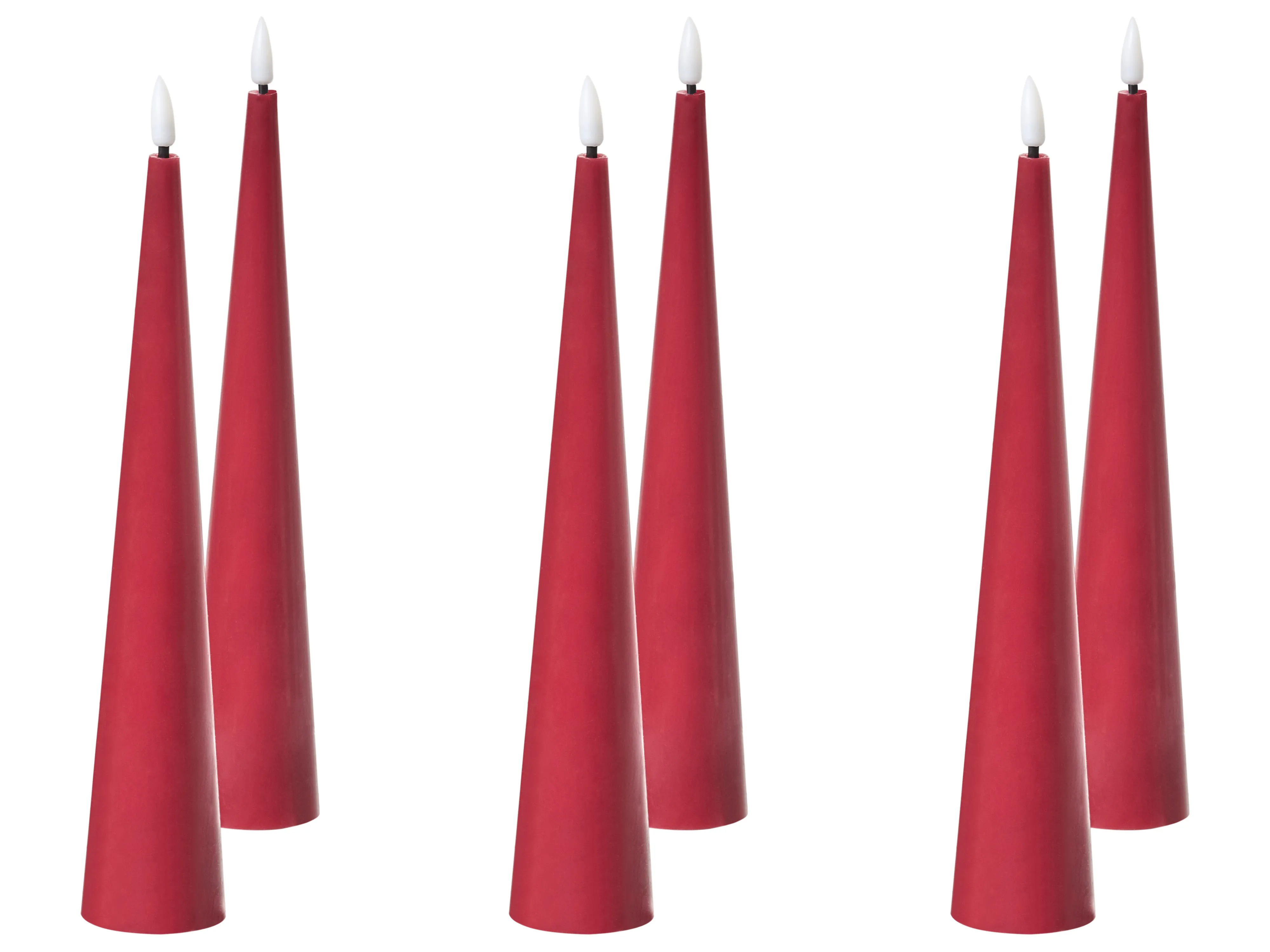 Set van 6 LED kaarsen AURUM 28 cm Rood
