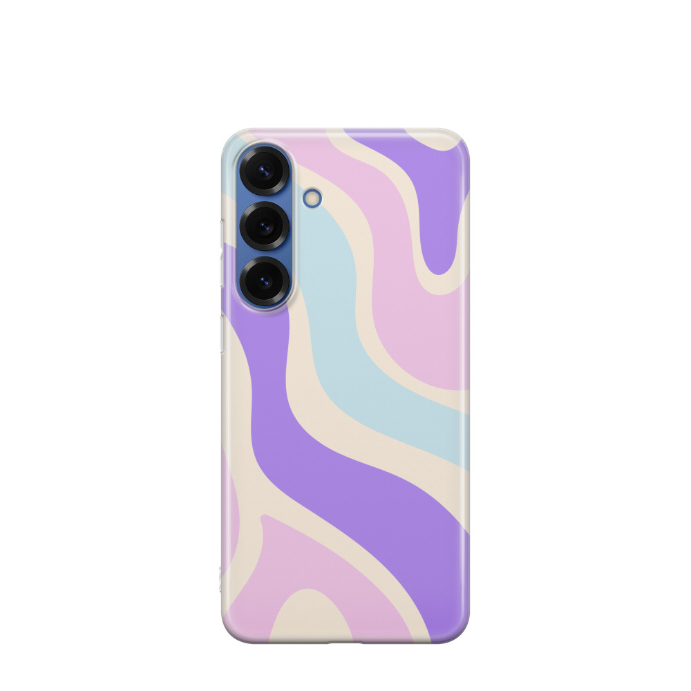 Samsung Galaxy S25 Plus Gummi Hülle Abstrakte Wellen 4 - Lila-Violett