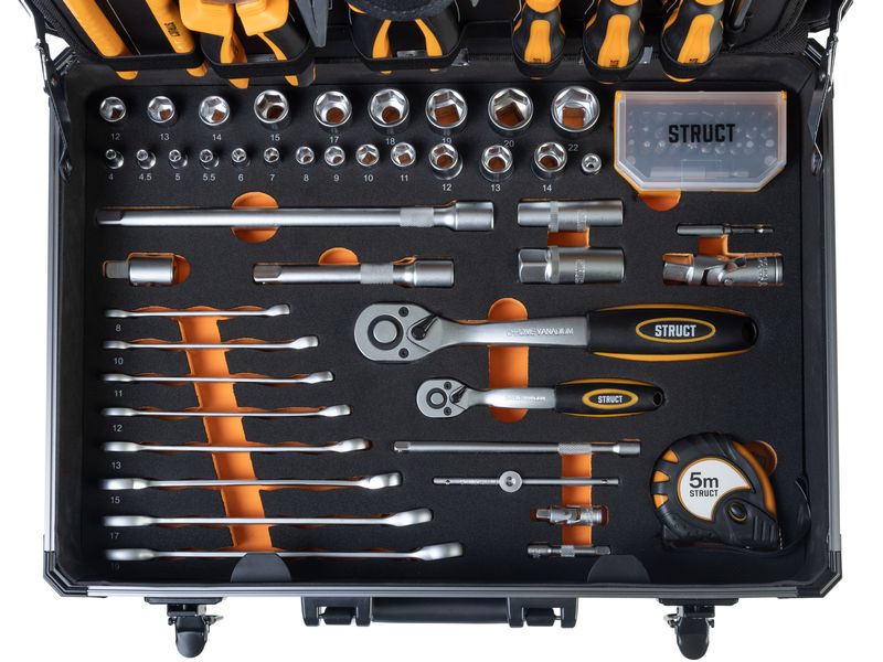 STRUCT Werkzeugkoffer 152-teilig Handlicher Trolley mit Teleskopgriff